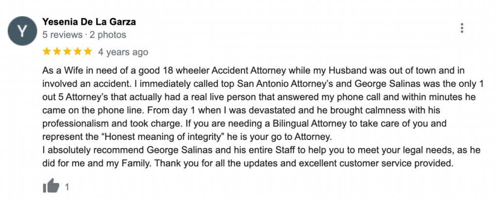 What Our San Antonio Truck Accident Clients Are Saying About Us