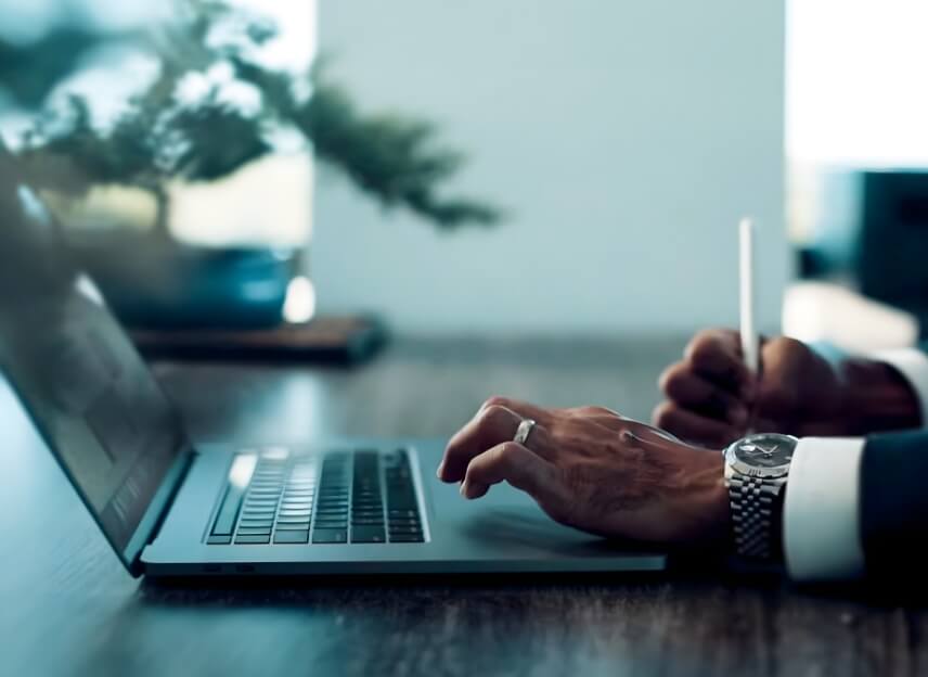 typing on computer