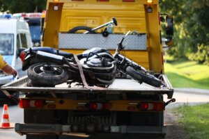 Motorcycle Towed after Crash