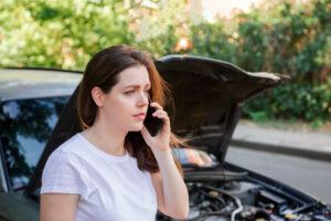 Woman contacting police after hit-and-run accident