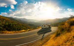 RV parked at the side of the road