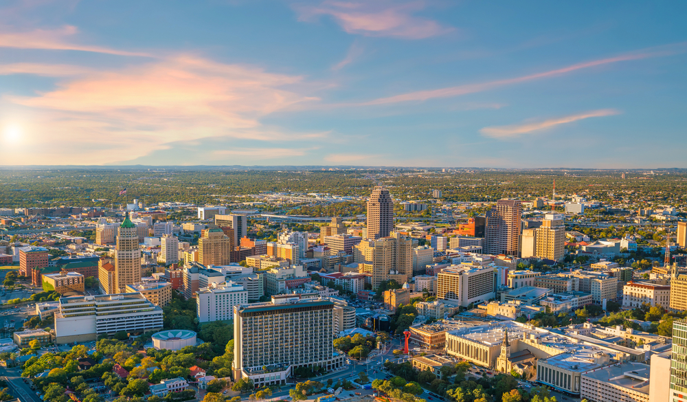 Aerial view of San Antonio cityscape